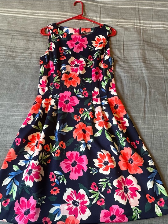 Vince Camuto Dresses & Skirts - Vince Camuto Navy Floral Fit-and-Flare Dress with Pink & Coral Blooms